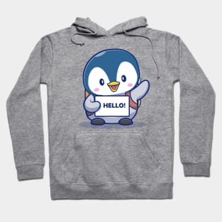 Cute Penguin Student Say Greeting Hoodie